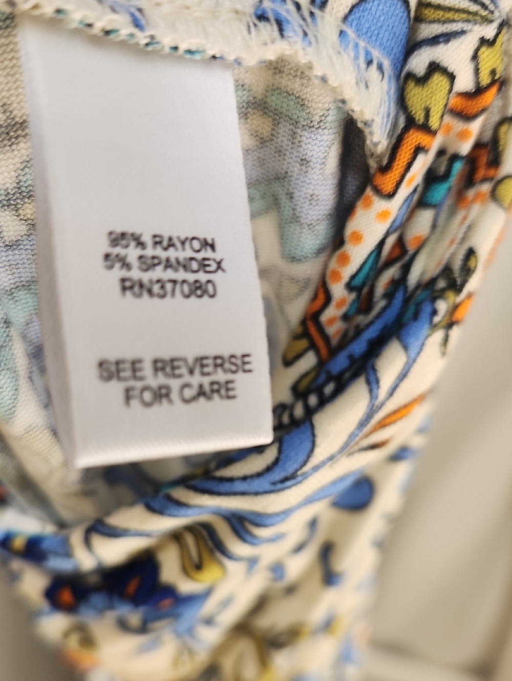 Cato Cream Paisley Wide-Leg Palizo Pant with Blue & Orange Accents - Picture 6 of 7